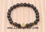 CGB8943 8mm, 10mm smoky quartz, cross & rondelle hematite beaded bracelets