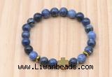 CGB8945 8mm, 10mm sodalite, cross & rondelle hematite beaded bracelets