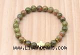 CGB8947 8mm, 10mm unakite, cross & rondelle hematite beaded bracelets