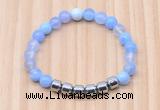 CGB8981 8mm, 10mm blue agate & drum hematite beaded bracelets