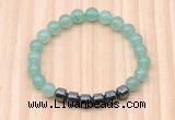 CGB8983 8mm, 10mm green aventurine & drum hematite beaded bracelets