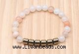 CGB8984 8mm, 10mm pink aventurine & drum hematite beaded bracelets