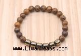 CGB8989 8mm, 10mm elephant skin jasper & drum hematite beaded bracelets