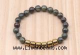 CGB8991 8mm, 10mm dragon blood jasper & drum hematite beaded bracelets