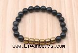 CGB9002 8mm, 10mm black obsidian & drum hematite beaded bracelets