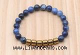 CGB9005 8mm, 10mm sodalite & drum hematite beaded bracelets