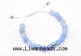 CGB9021 8mm, 10mm blue agate & drum hematite adjustable bracelets