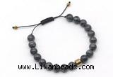 CGB9040 8mm, 10mm black labradorite & drum hematite adjustable bracelets