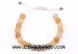 CGB9065 8mm, 10mm yellow aventurine & drum hematite adjustable bracelets