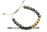 CGB9071 8mm, 10mm dragon blood jasper & drum hematite adjustable bracelets