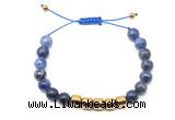 CGB9085 8mm, 10mm sodalite & drum hematite adjustable bracelets