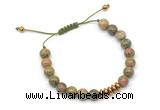 CGB9127 8mm, 10mm unakite & rondelle hematite adjustable bracelets