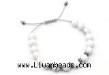 CGB9130 8mm, 10mm white howlite & rondelle hematite adjustable bracelets