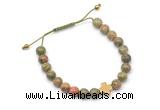 CGB9167 8mm, 10mm unakite & cross hematite adjustable bracelets