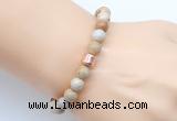 CGB9239 8mm, 10mm fossil coral & drum hematite power beads bracelets