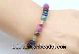 CGB9258 8mm, 10mm colorful banded agate & drum hematite power beads bracelets