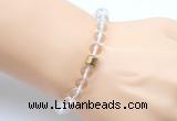 CGB9285 8mm, 10mm white crystal & drum hematite power beads bracelets