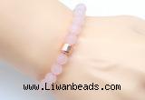 CGB9301 8mm, 10mm matte rose quartz & drum hematite power beads bracelets