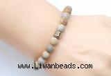 CGB9318 8mm, 10mm matte fossil coral & drum hematite power beads bracelets