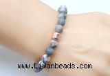 CGB9330 8mm, 10mm matte pink zebra jasper & drum hematite power beads bracelets