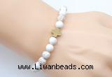 CGB9351 8mm, 10mm white howlite & cross hematite power beads bracelets