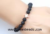 CGB9358 8mm, 10mm black lava & cross hematite power beads bracelets