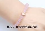 CGB9417 8mm, 10mm matte rose quartz & cross hematite power beads bracelets