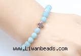 CGB9423 8mm, 10mm matte amazonite & cross hematite power beads bracelets