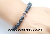 CGB9433 8mm, 10mm matte snowflake obsidian & cross hematite power beads bracelets