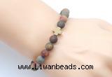 CGB9444 8mm, 10mm matte picasso jasper & cross hematite power beads bracelets