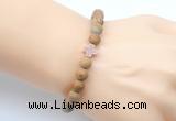 CGB9452 8mm, 10mm matte wooden jasper & cross hematite power beads bracelets