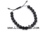 CGB9468 8mm, 10mm black lava & cross hematite adjustable bracelets