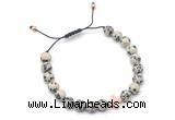 CGB9477 8mm, 10mm dalmatian jasper & cross hematite adjustable bracelets