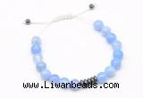 CGB9481 8mm, 10mm blue banded agate & rondelle hematite adjustable bracelets