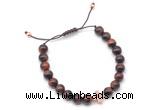 CGB9502 8mm, 10mm red tiger eye & cross hematite adjustable bracelets