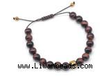 CGB9503 8mm, 10mm red tiger eye & drum hematite adjustable bracelets