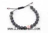 CGB9551 8mm, 10mm matte black labradorite & cross hematite adjustable bracelets