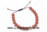 CGB9553 8mm, 10mm matte red jasper & cross hematite adjustable bracelets