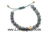 CGB9561 8mm, 10mm matte kambaba jasper & cross hematite adjustable bracelets