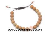 CGB9562 8mm, 10mm matte wooden jasper & cross hematite adjustable bracelets