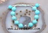 CGB9606 12mm round blue howlite & labradorite adjustable bracelets