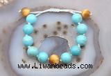 CGB9607 12mm round blue howlite & golden tiger eye adjustable bracelets