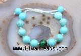 CGB9611 12mm round blue howlite & green tiger eye adjustable bracelets