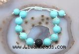 CGB9615 12mm round blue howlite & black lava adjustable bracelets