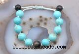 CGB9624 12mm round blue howlite & golden obsidian adjustable bracelets