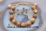 CGB9720 12mm round picture jasper & moonstone adjustable bracelets