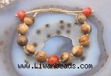 CGB9726 12mm round picture jasper & fire agate adjustable bracelets