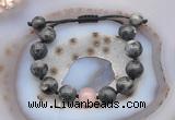 CGB9823 12mm round black labradorite & rose quartz adjustable bracelets