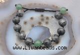 CGB9827 12mm round black labradorite & green aventurine adjustable bracelets