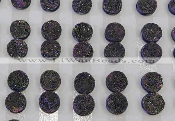 CGC110 12mm flat round druzy quartz cabochons wholesale